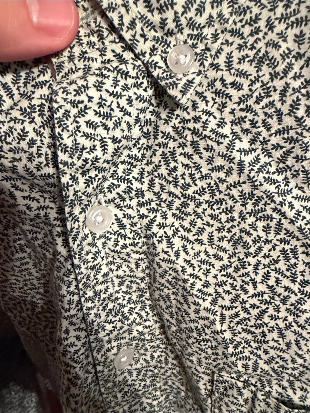 Slim Floral-Print Button-Down Shirt - White/Navy